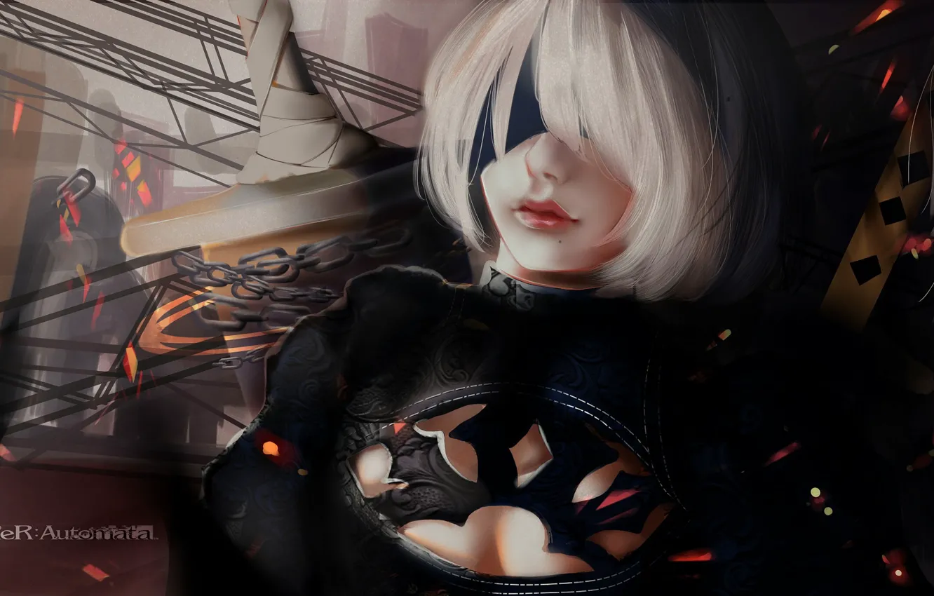 Photo wallpaper girl, weapons, Nier Automata