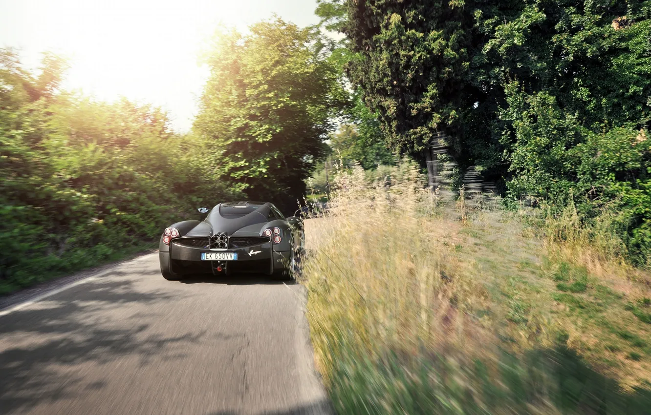 Photo wallpaper Pagani, Speed, Road, Supercar, To huayr, Rear