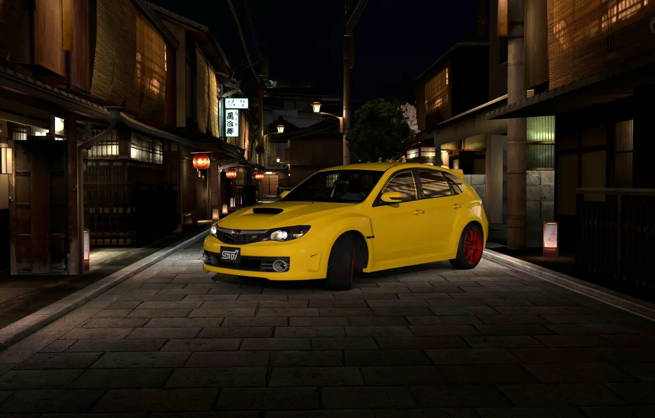 Photo wallpaper yellow, Japan, Subaru, GT5
