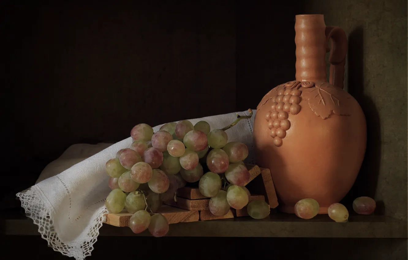 Photo wallpaper berries, grapes, pitcher