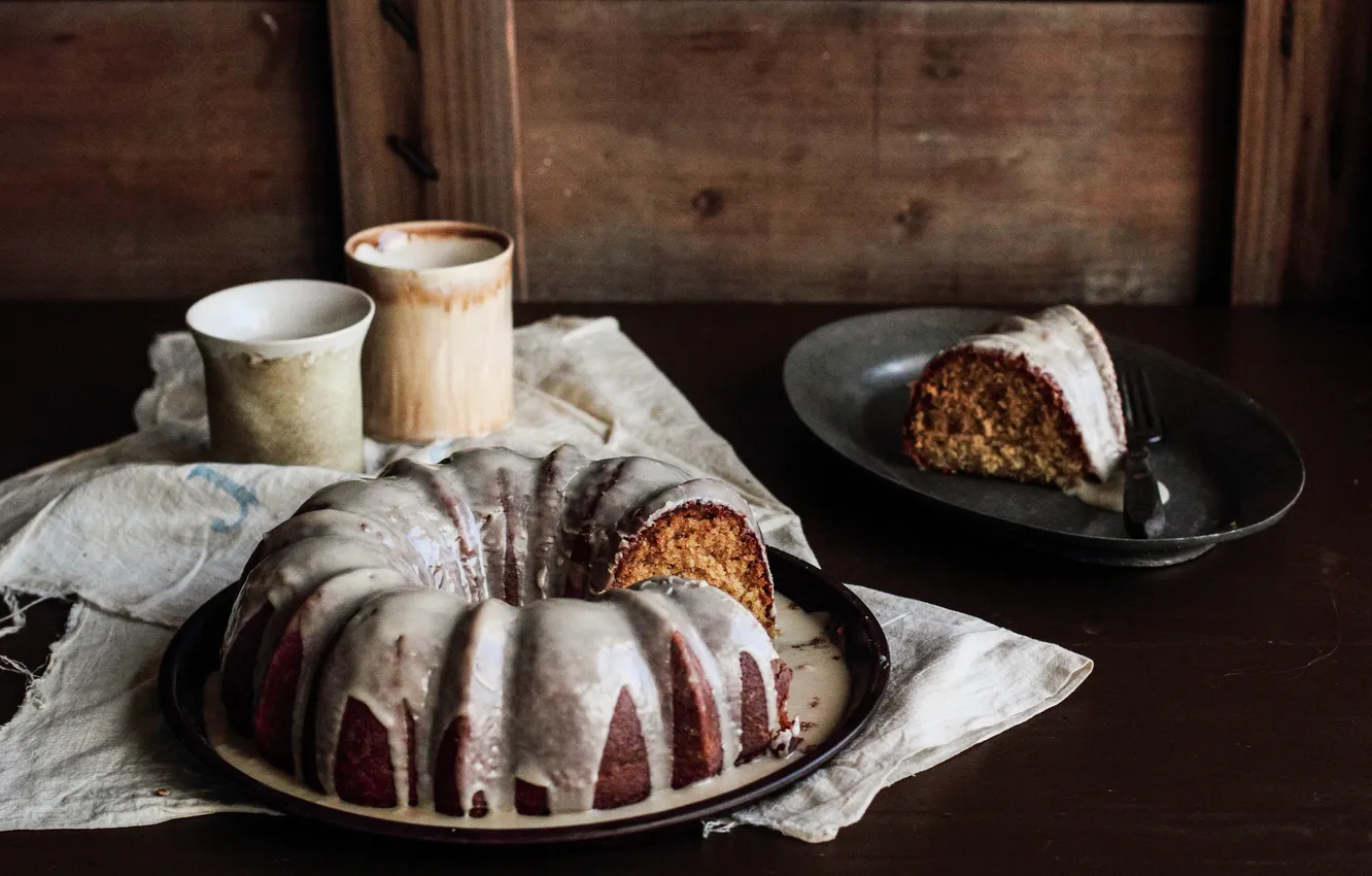 Photo wallpaper tea, coffee, pie, cake, cake, vanilla, glaze, Bean