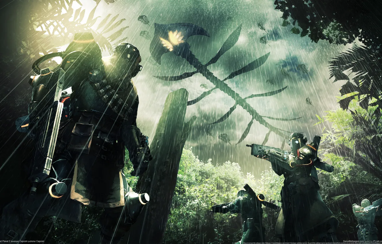 Photo wallpaper rain, monster, Lost, flying, planet 2