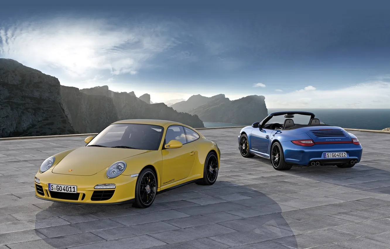 Photo wallpaper mountains, Carrera 4, 2012, Porsche 911, GTS