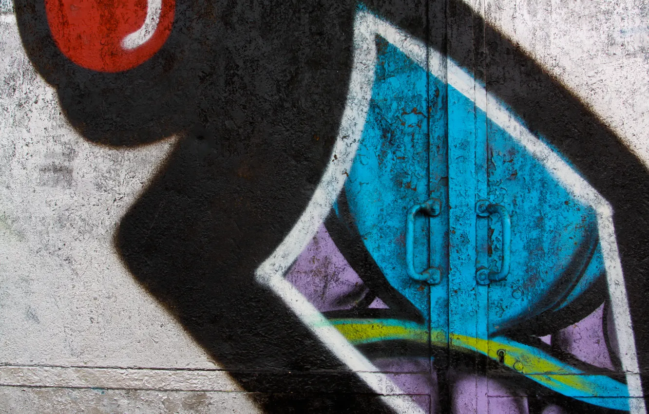 Photo wallpaper colorful, graffiti, painted, metal door, handle