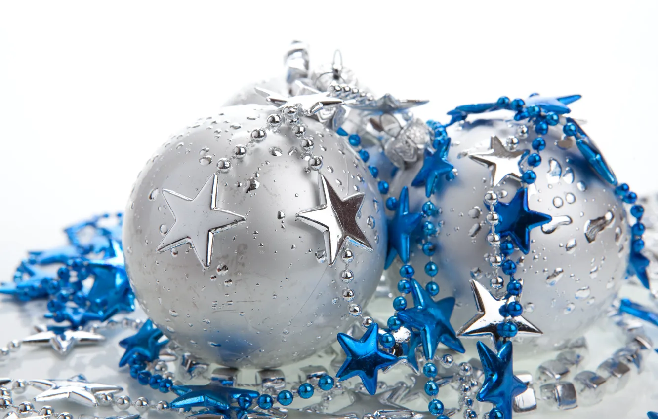 Photo wallpaper stars, balls, new year, Christmas decorations