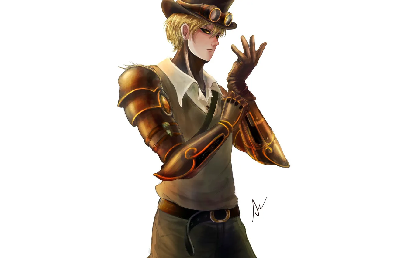 Photo wallpaper look, art, guy, cyborg, One Punch Man, Genos