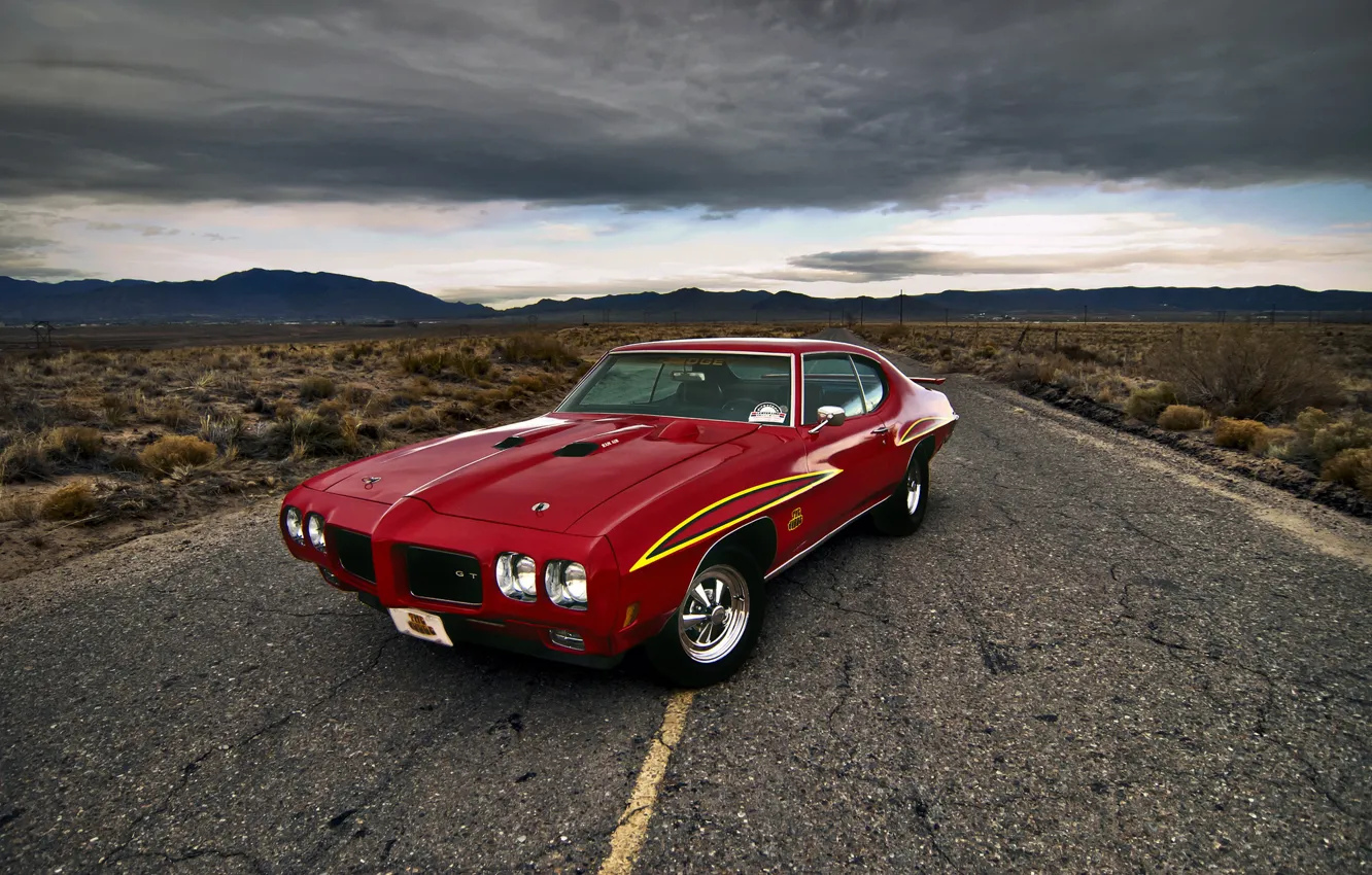 Photo wallpaper road, car, muscle car, Pontiac, Pontiac GTO