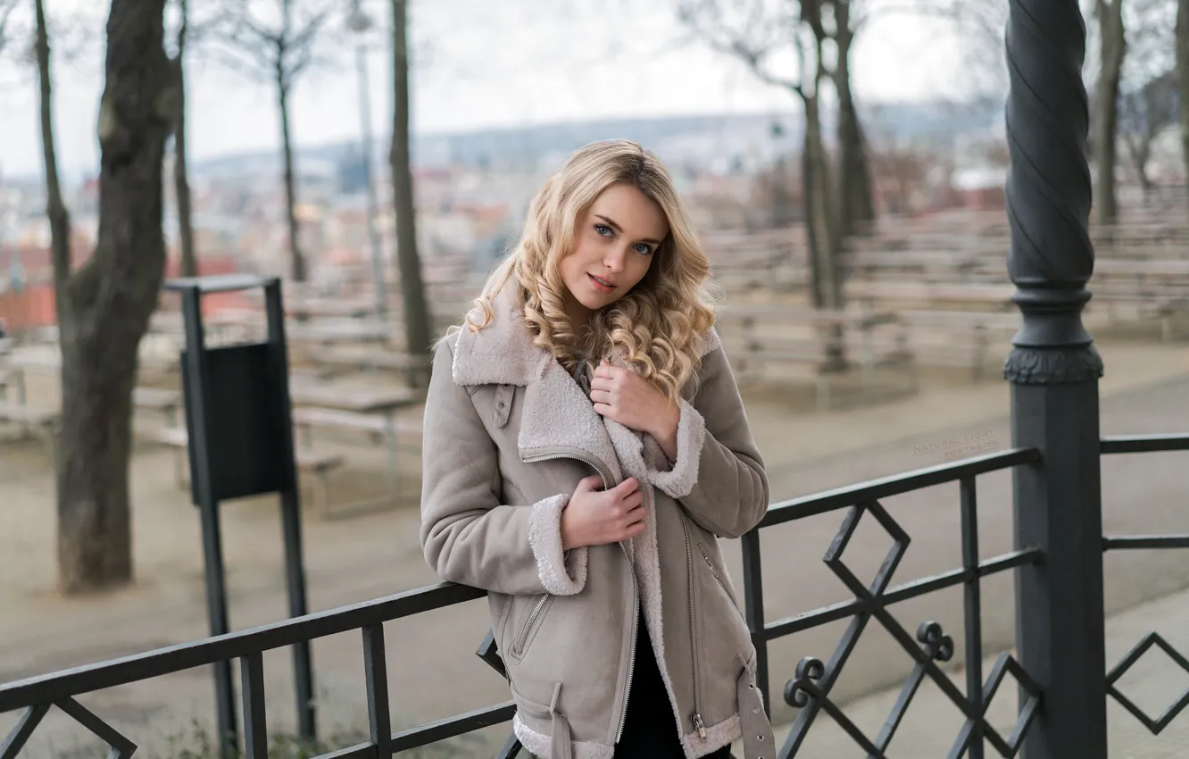 Photo wallpaper portrait, makeup, hairstyle, blonde, beauty, bokeh, sheepskin, Robert Chrenka