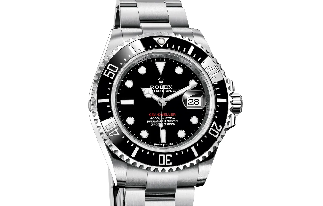 Photo wallpaper time, arrows, watch, watch, chronometer, Rolex, white background, The Rolex Oyster Perpetual Sea-Dweller Ref