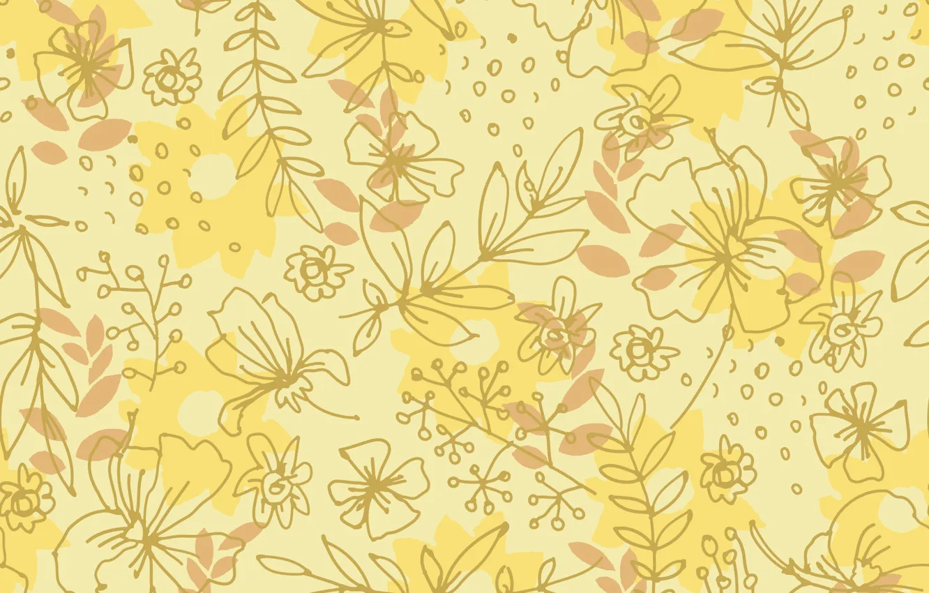 Photo wallpaper leaves, flowers, yellow, background, texture