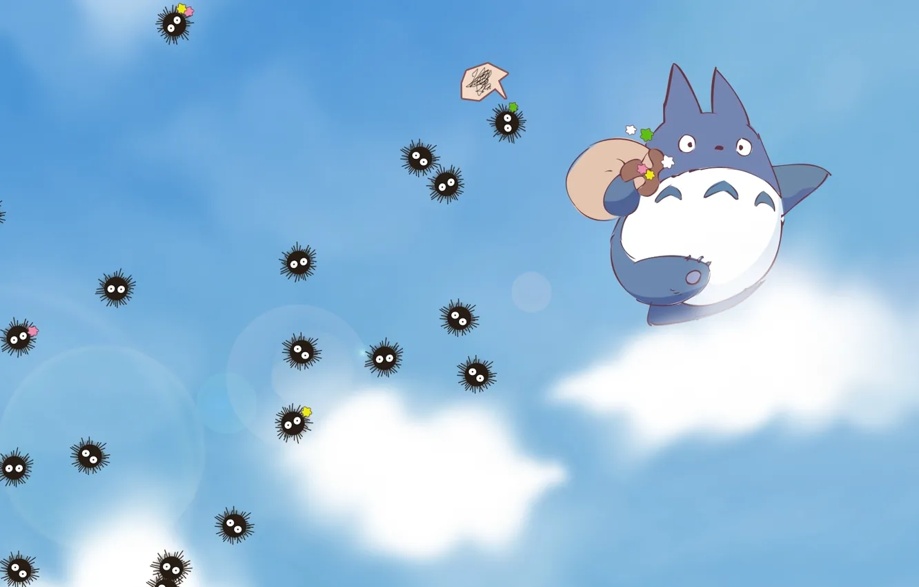 Photo wallpaper the sky, clouds, anime, my neighbor Totoro, spirited away, My Neighbor Totoro, Spirited Away, Susuwatari