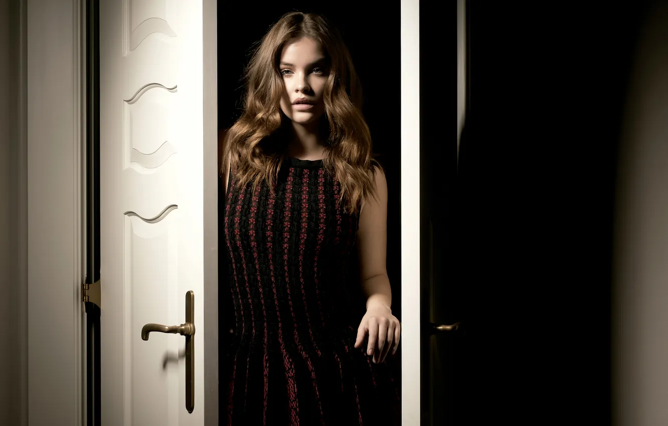 Photo wallpaper model, figure, dress, the door, brunette, hairstyle, photographer, journal
