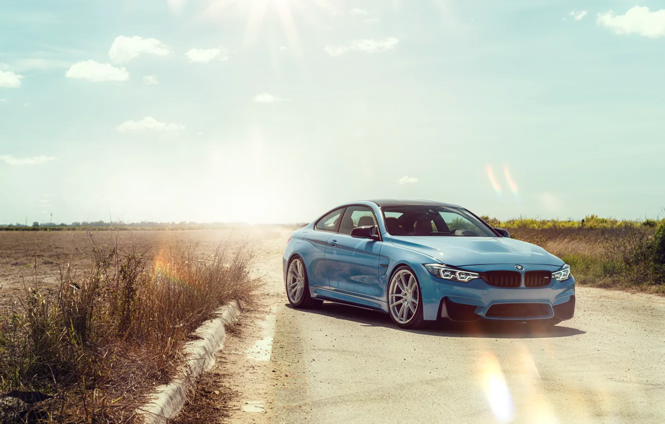 Photo wallpaper BMW, Sun, Road, F82, M4