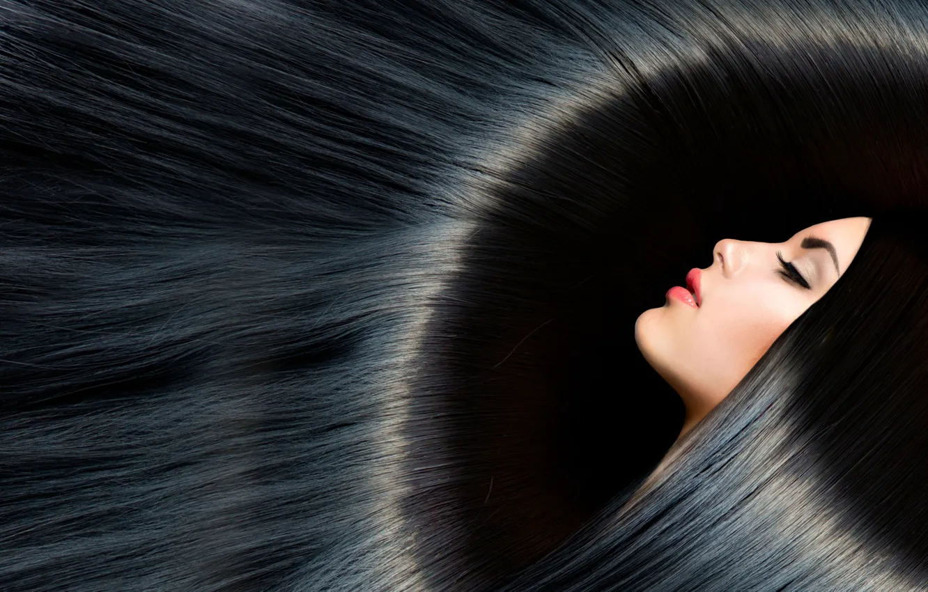 Photo wallpaper hair, brunette, makeup, glitter