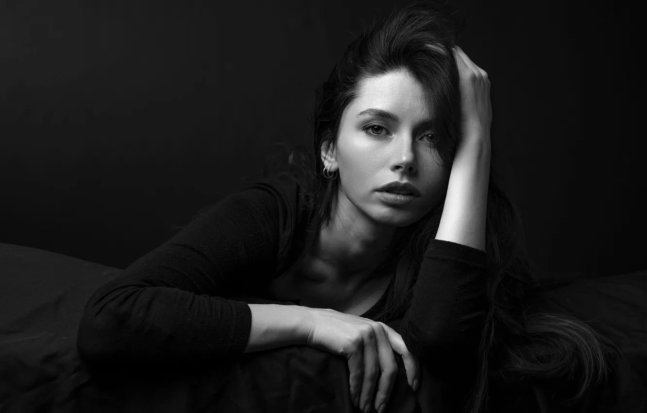 Photo wallpaper portrait, black and white, Evgeny Kozlov