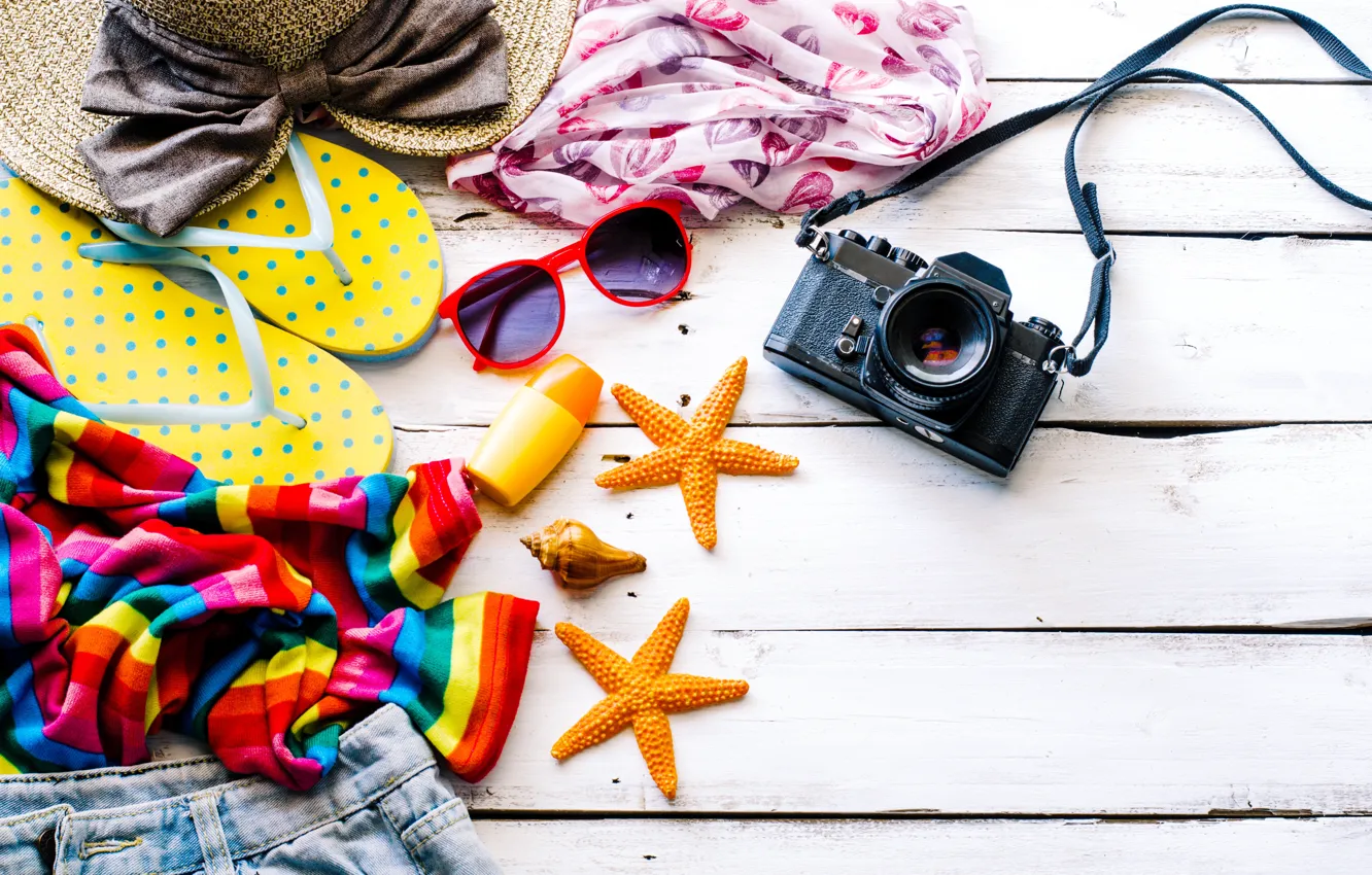 Photo wallpaper starfish, sea, glasses, beach, summer