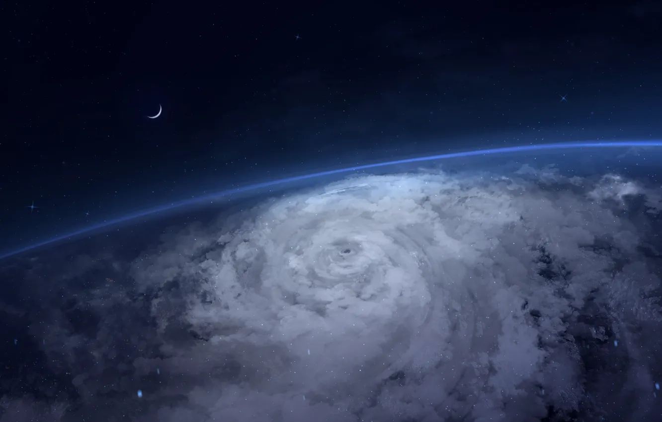 Photo wallpaper the sky, night, clouds, Crescent