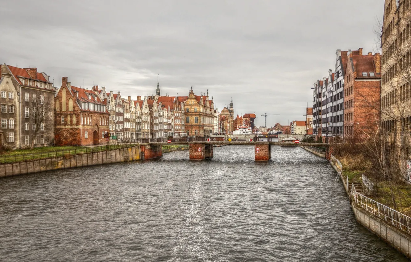 Photo wallpaper river, building, Gdansk, motława