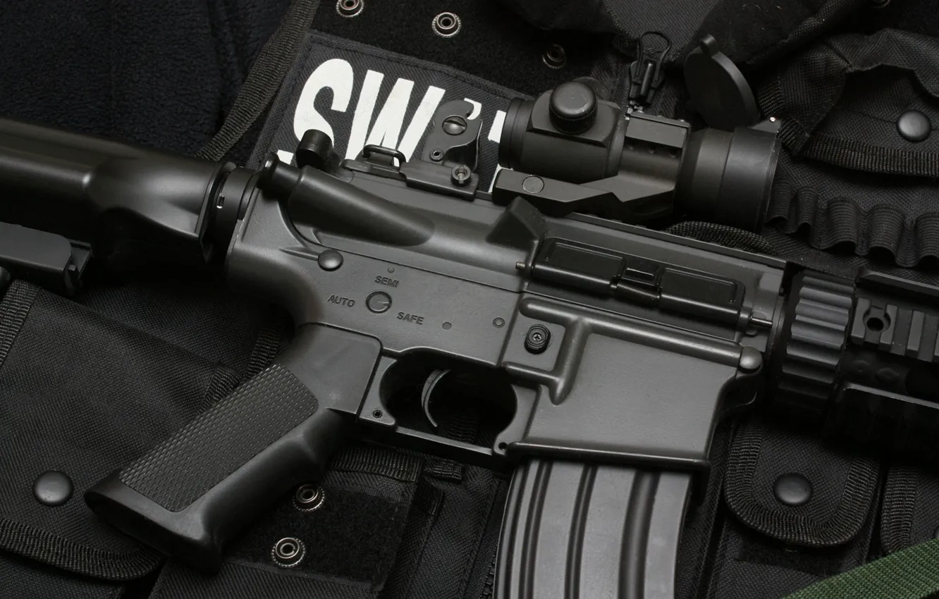 Photo wallpaper weapons, machine, rifle, vest, SWAT