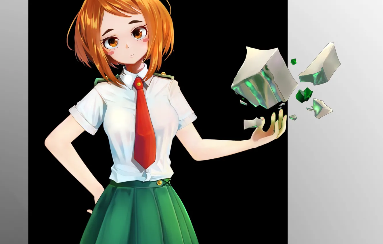 Photo wallpaper girl, fragments, stones, Boku no Hero Academy, My hero Academy, Uraraka Ochako