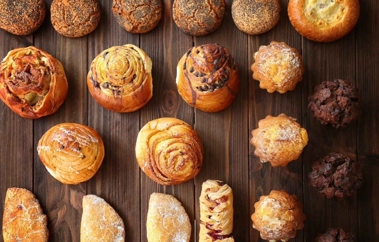 Photo wallpaper cookies, cupcakes, buns, cuts, cheesecake, muffins
