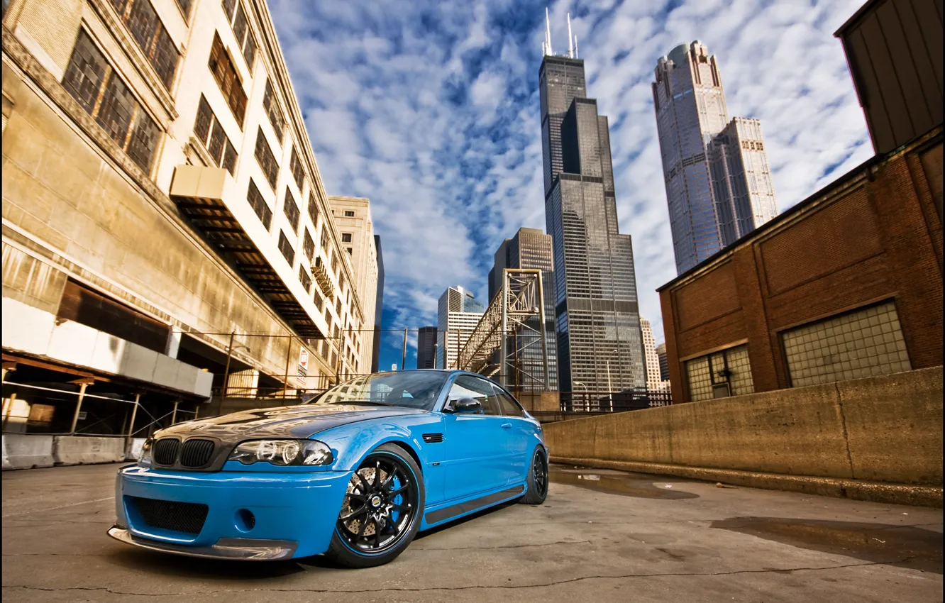 Photo wallpaper bmw, BMW, lane, Chicago, blue, blue, e46