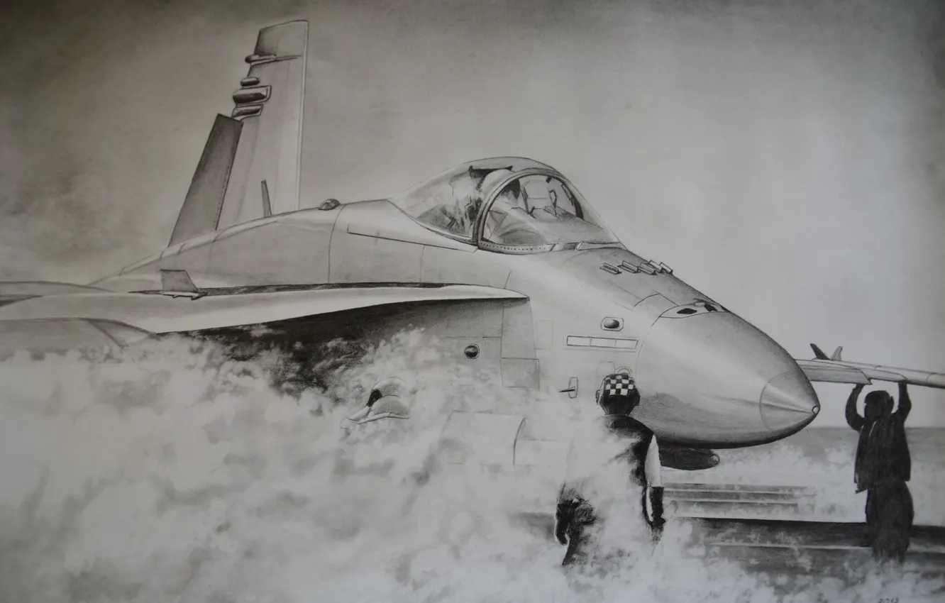 Photo wallpaper figure, pencil, Hornet, FA-18