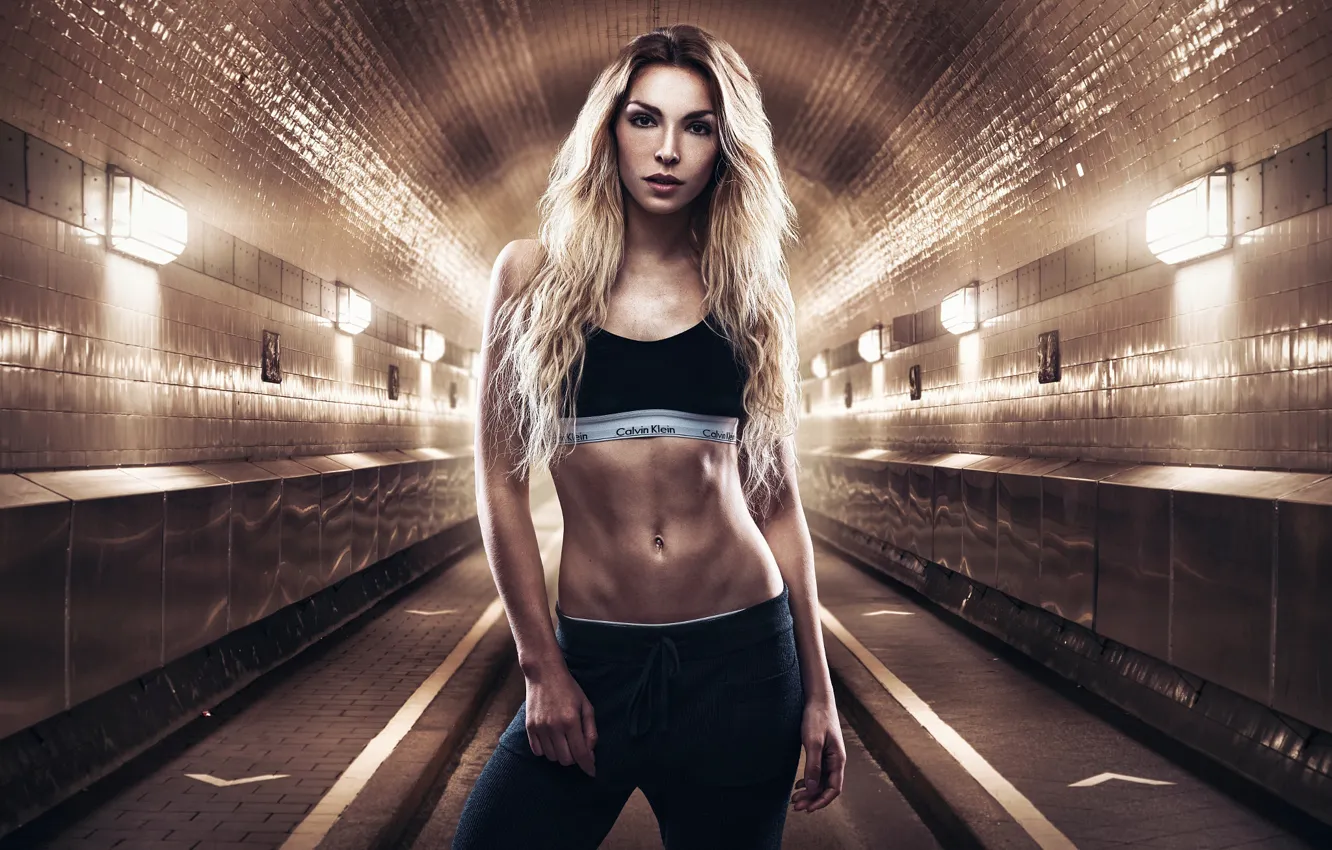 Photo wallpaper look, pose, model, lamp, tummy, portrait, makeup, figure