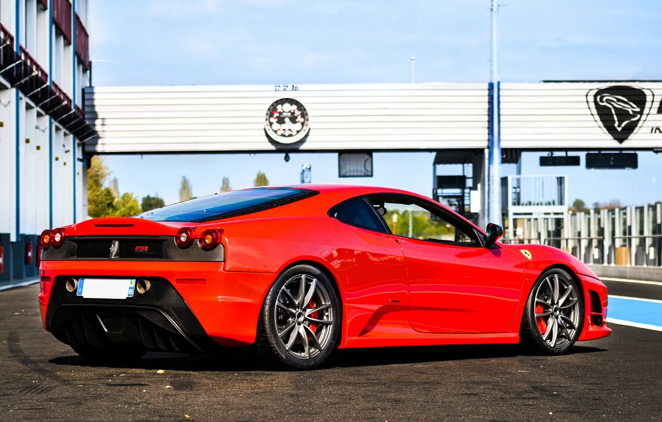 Photo wallpaper red, Ferrari, red, Ferrari, track, f430, track, back