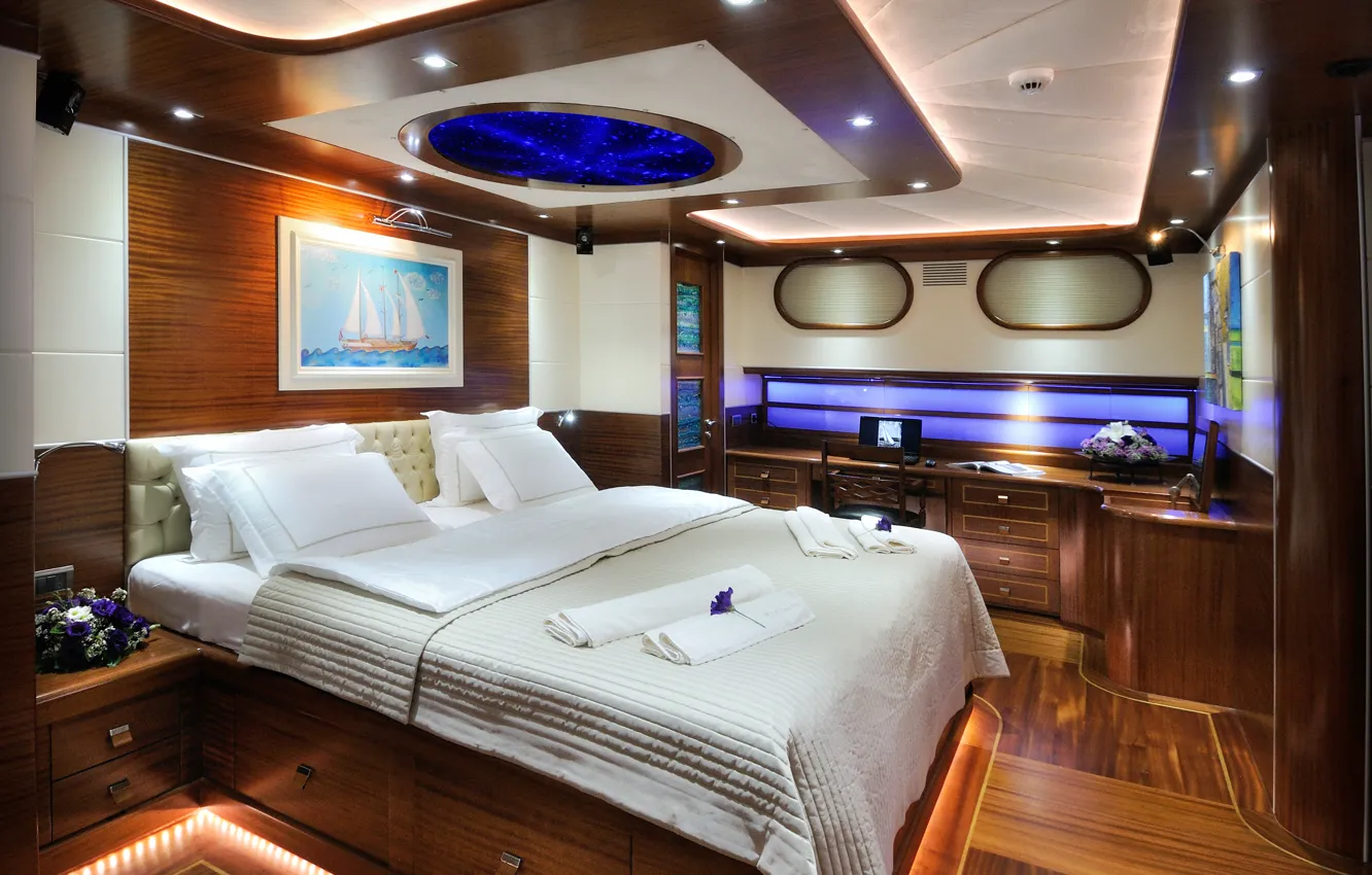 Photo wallpaper design, style, interior, yacht, Suite, cabin, luxury motor yacht