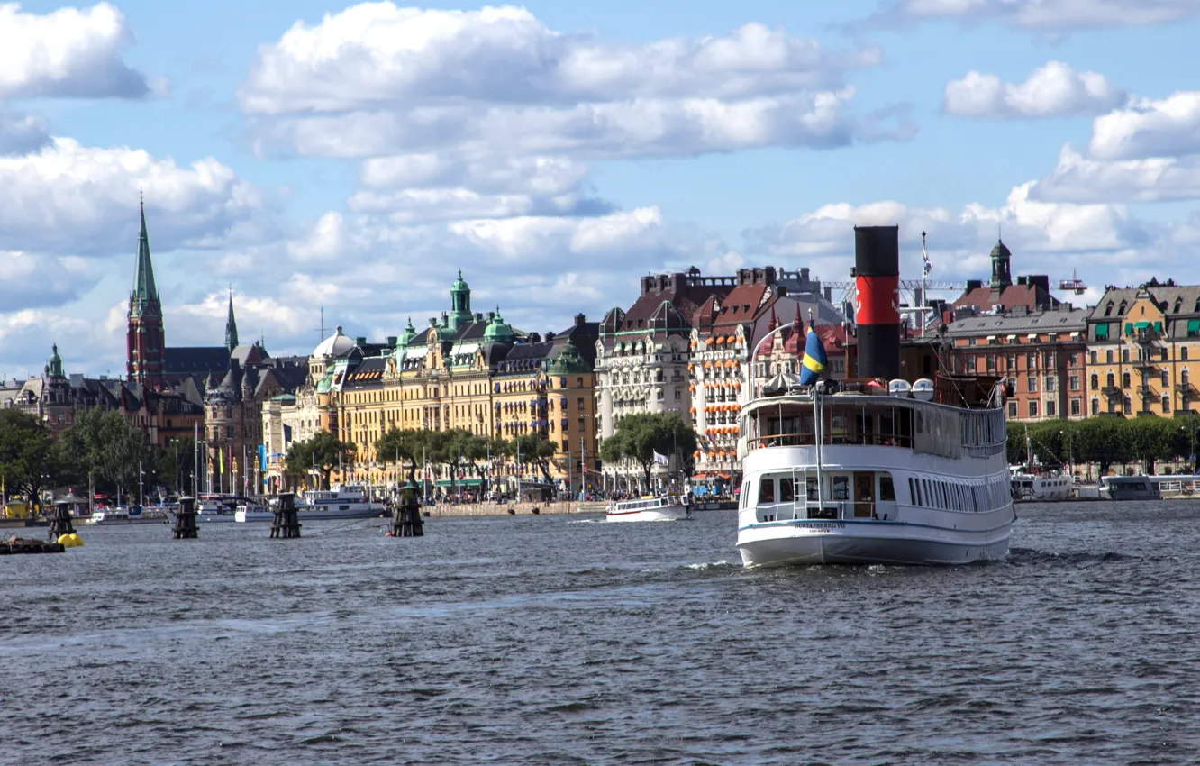 Photo wallpaper sea, ship, home, steamer, Stockholm, Sweden