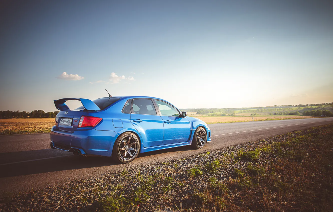 Photo wallpaper background, Wallpaper, Subaru, Impreza, car, blue