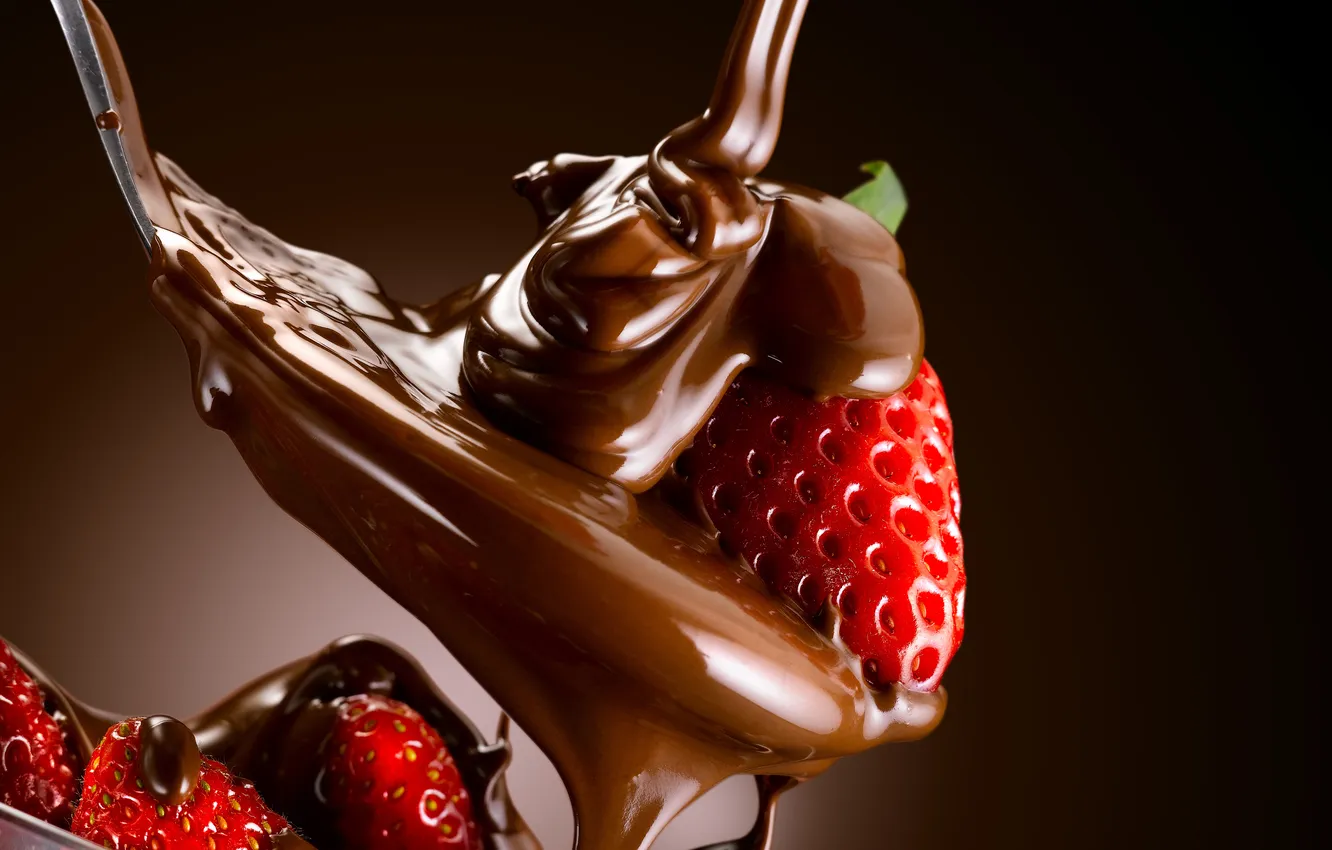 Photo wallpaper strawberry, spoon, sweets, dessert, sweet, strawberry, dessert, chocolate-covered strawberries