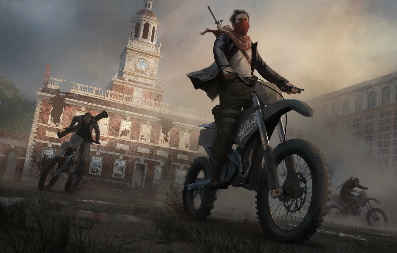 Photo wallpaper art, motorcycle, male, bike, revolution, the uprising, Homefront: The Revolution