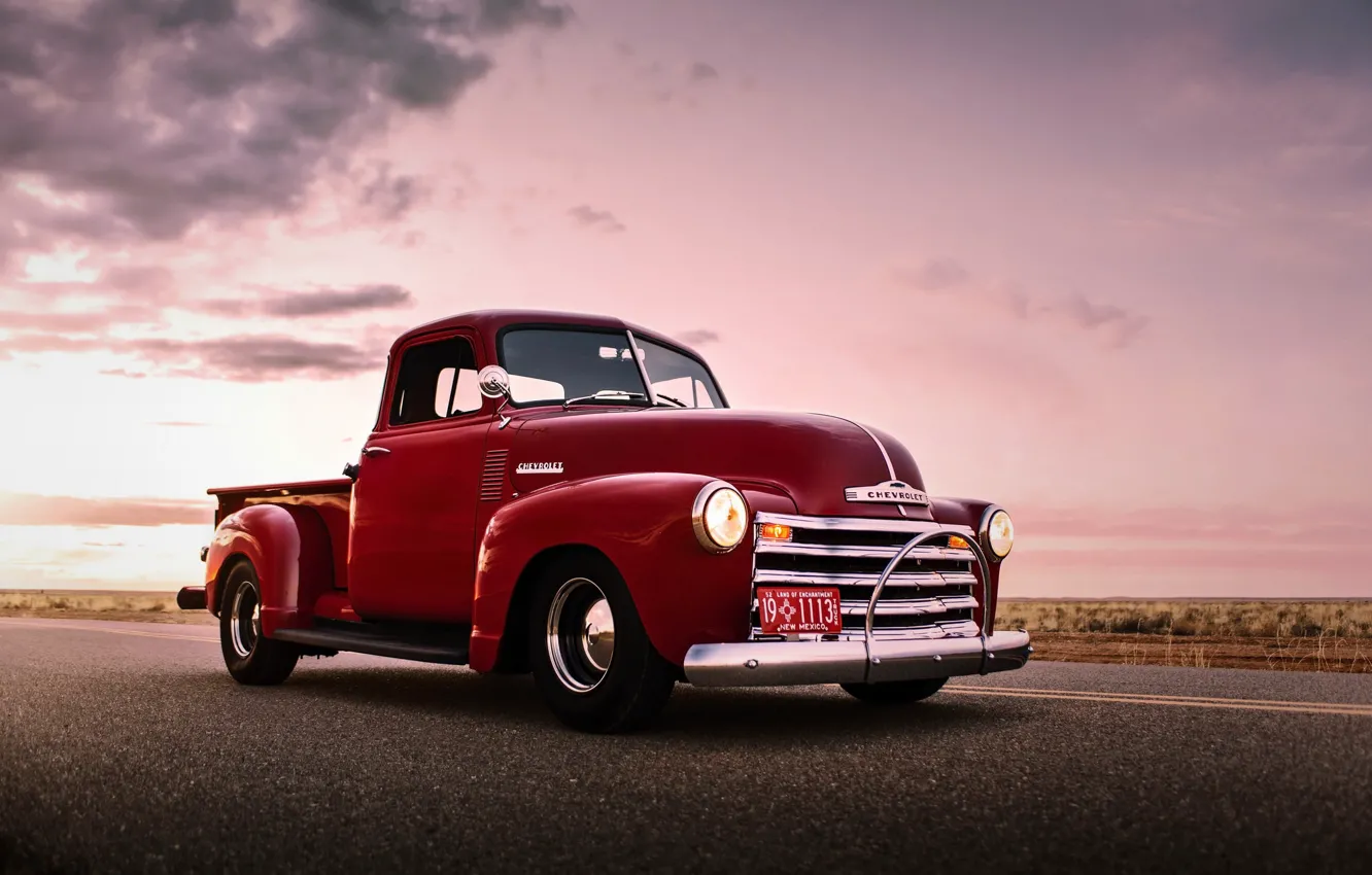 Photo wallpaper car, chevrolet, retro, old, pickup, lunchbox photoworks