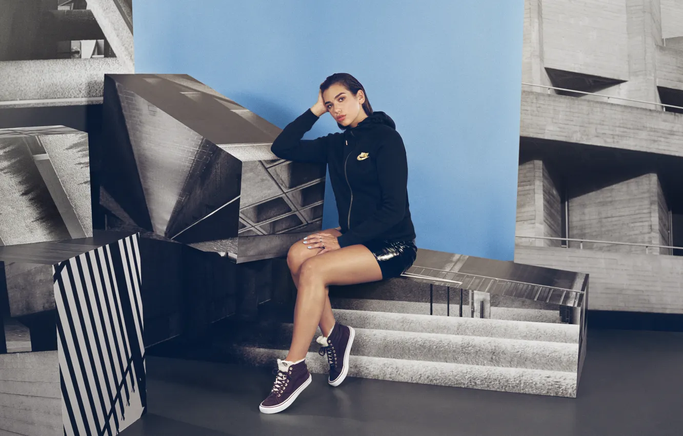 Photo wallpaper Dua Lipa, girl, sneakers, shorts