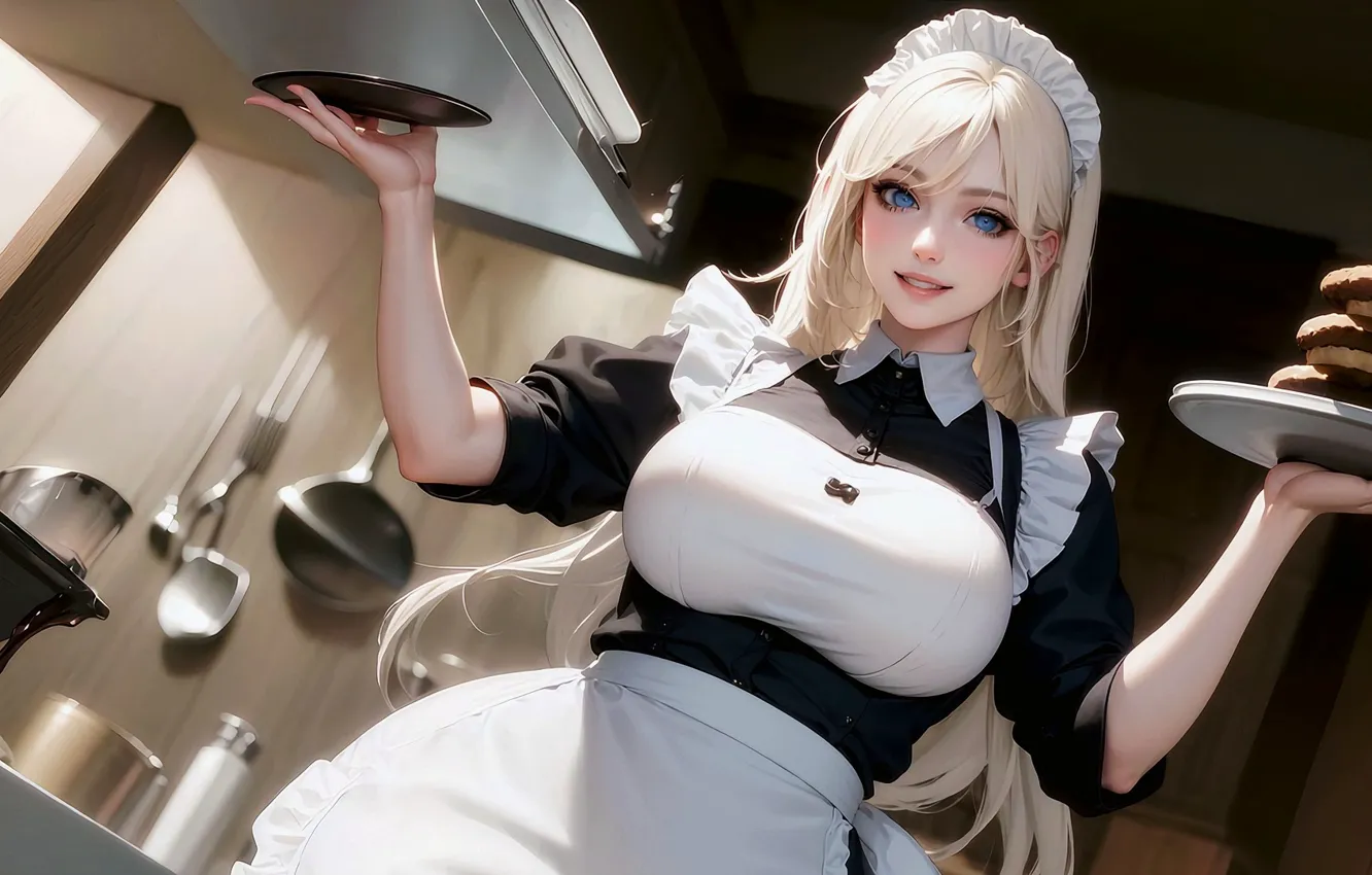 Photo wallpaper girl, maid, AI Art