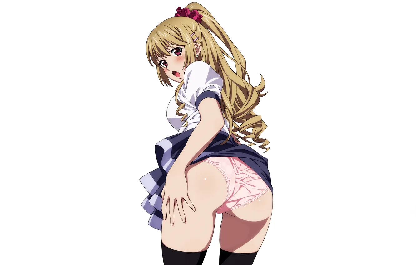Photo wallpaper girl, sexy, lingerie, ass, school uniform, panties, thighhighs, long hair