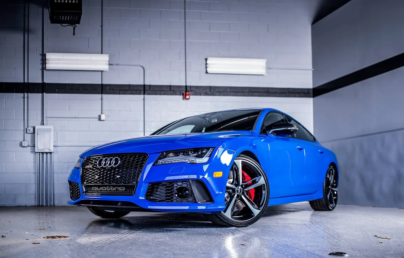 Photo wallpaper Audi, Audi, Sport, Blue, Sedan, Blue, RS7