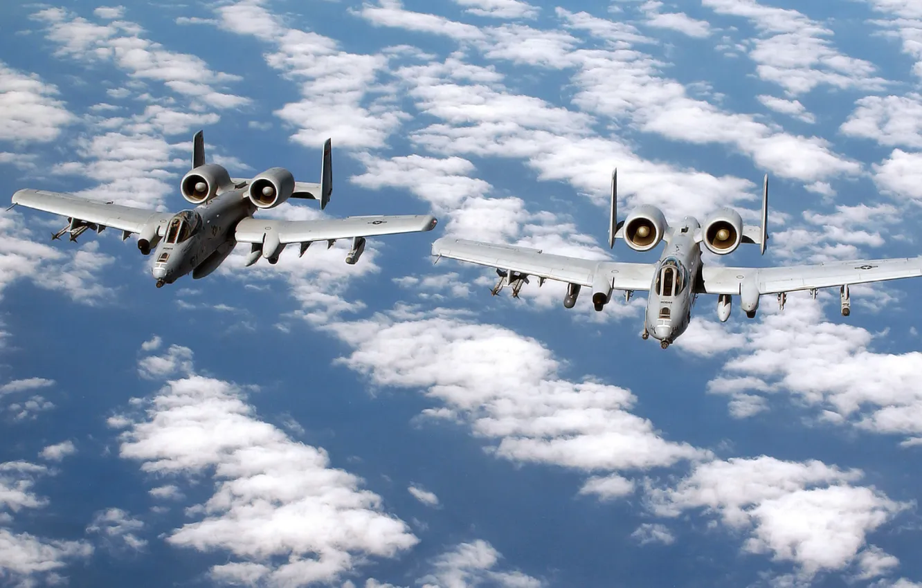 Photo wallpaper Clouds, The plane, USA, Aviation, BBC, A-10, Thunderbolt, Single