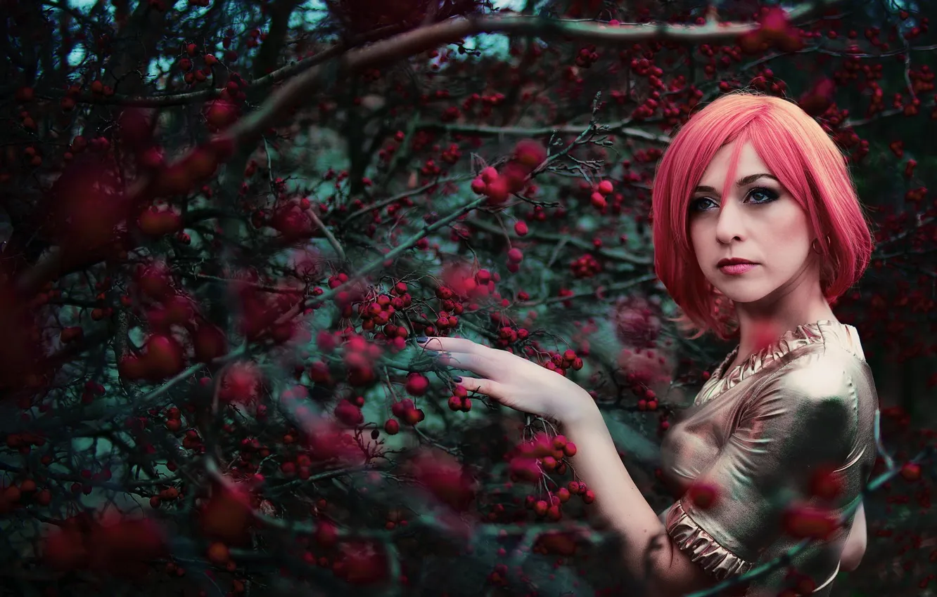 Photo wallpaper berries, bright, pink