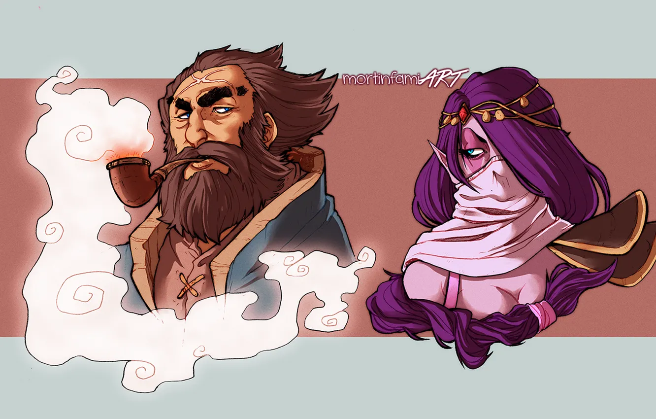 Photo wallpaper look, smoke, tube, art, kunkka, dota 2, admiral, Lana