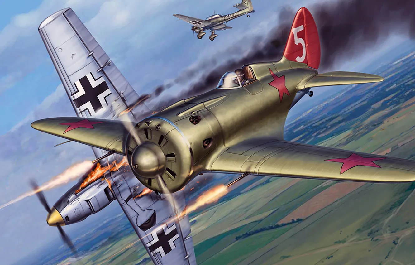 Photo wallpaper figure, art, Messerschmitt, Me-109, -16, Junkers, Ju-87, one