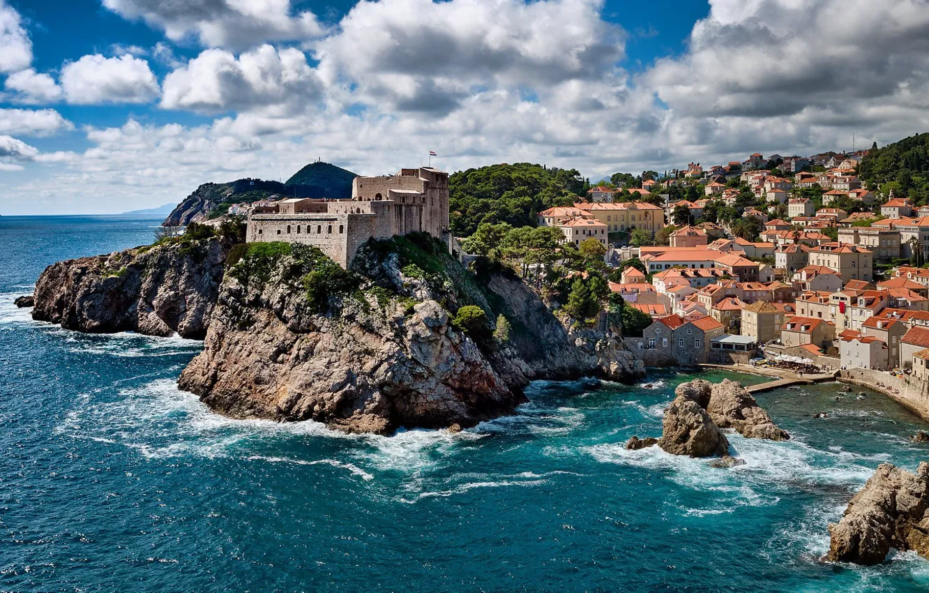 Photo wallpaper sea, the sky, clouds, Croatia, Dubrovnik