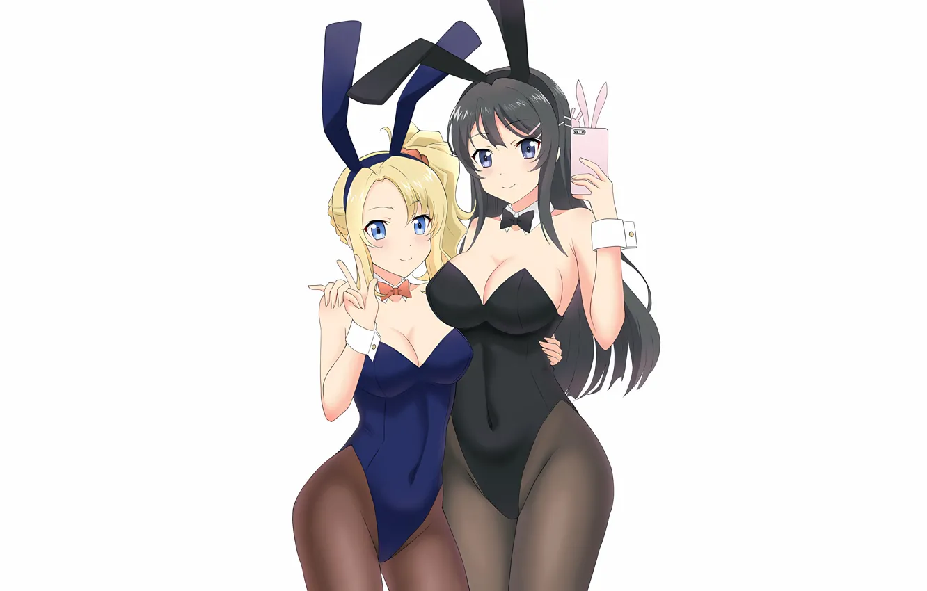 Photo wallpaper sexy, cleavage, long hair, girls, boobs, anime, blue eyes, beautiful