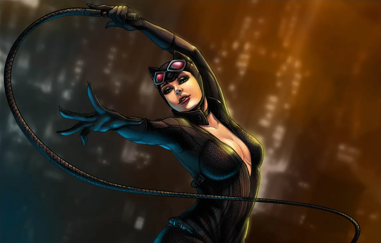 Photo wallpaper the game, art, costume, catwoman, whip, cat woman, selina