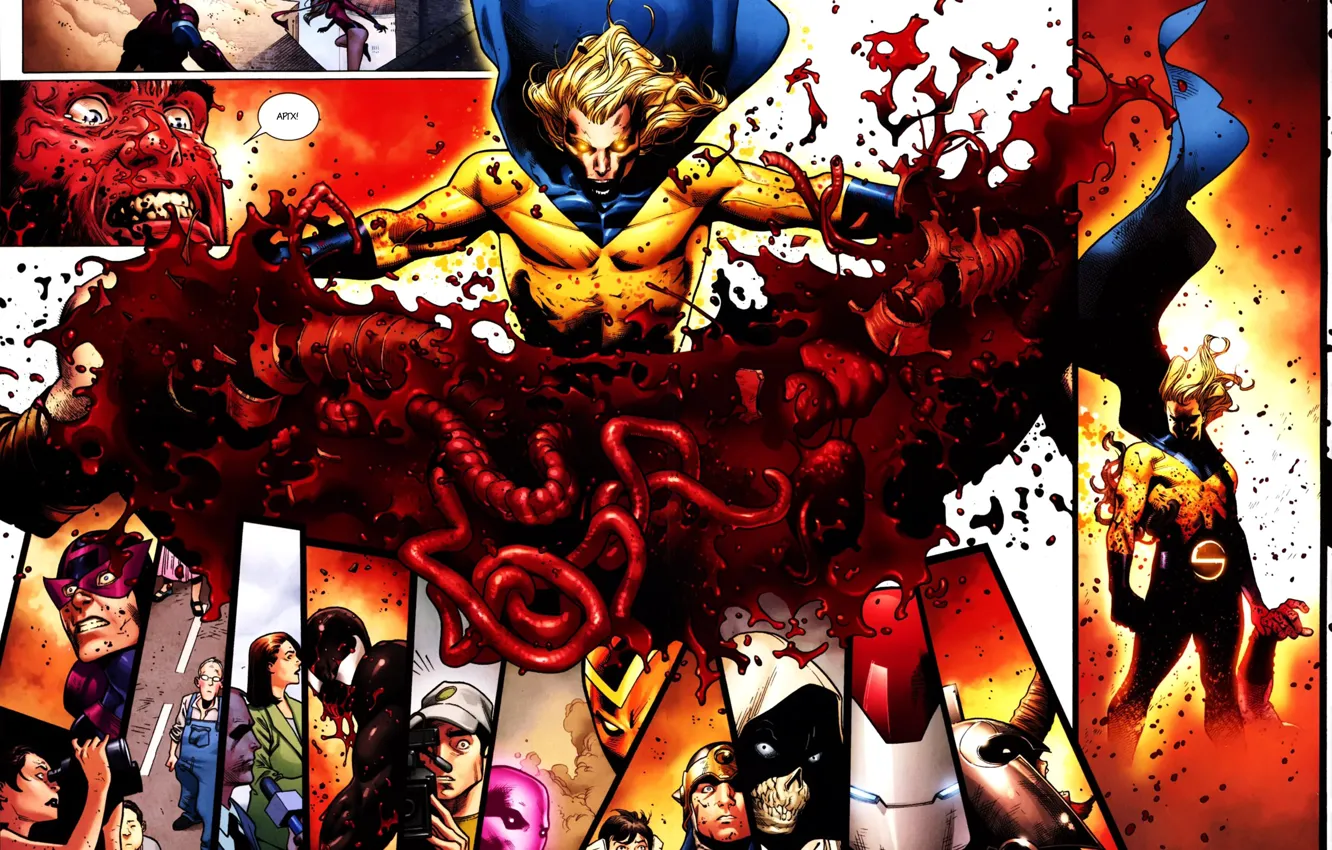 Photo wallpaper Wolverine, comic, comics, Captain America, Marvel Comics, Venom, Ares, Ares