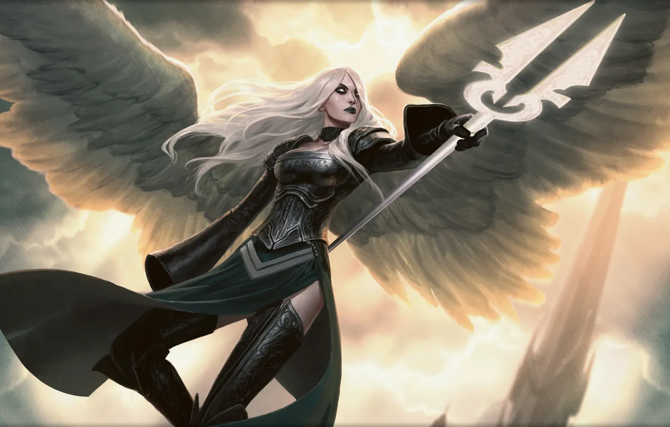 Photo wallpaper girl, light, flight, hope, wings, angel, Jason Chan, Magic The Gathering