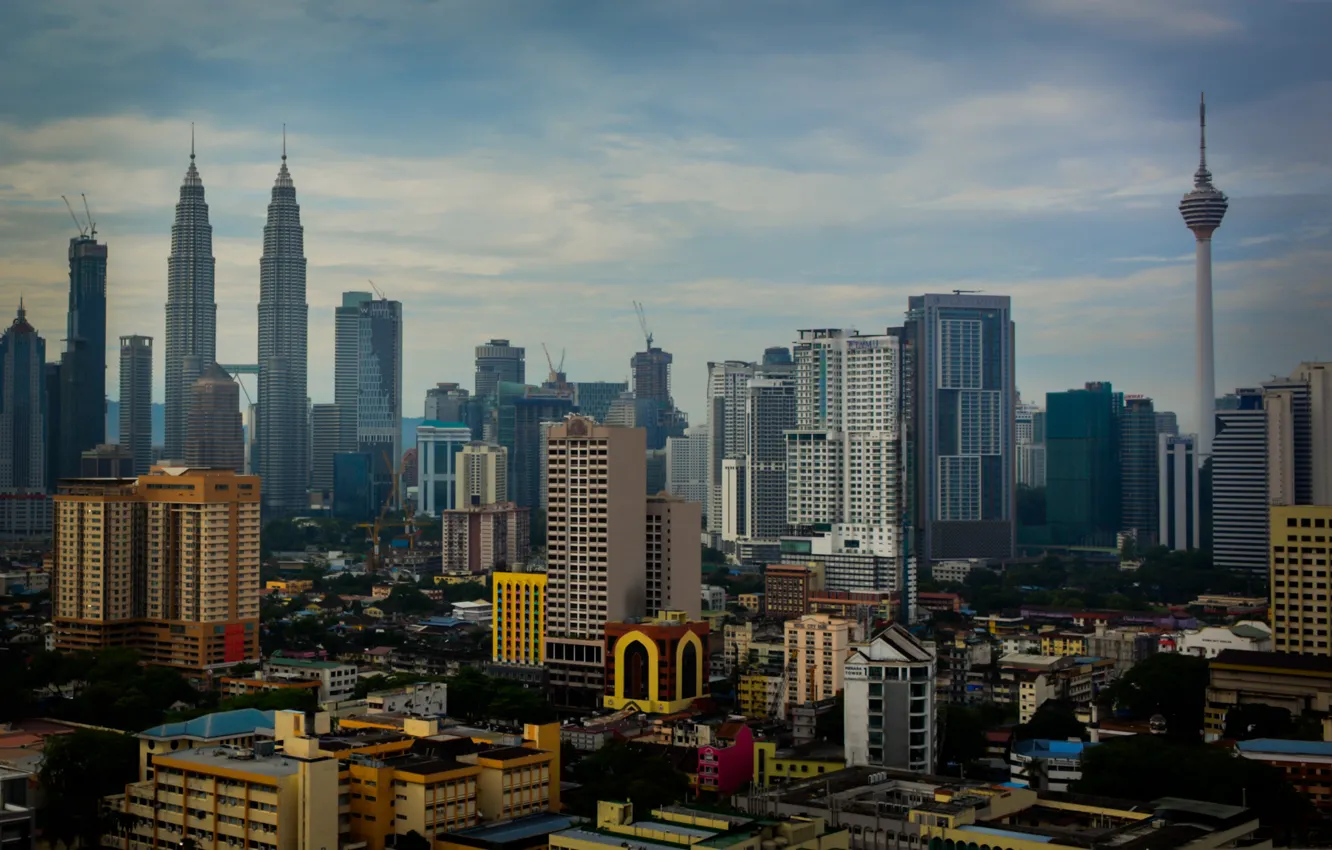 Photo wallpaper tower, panorama, Malaysia, Kuala Lumpur