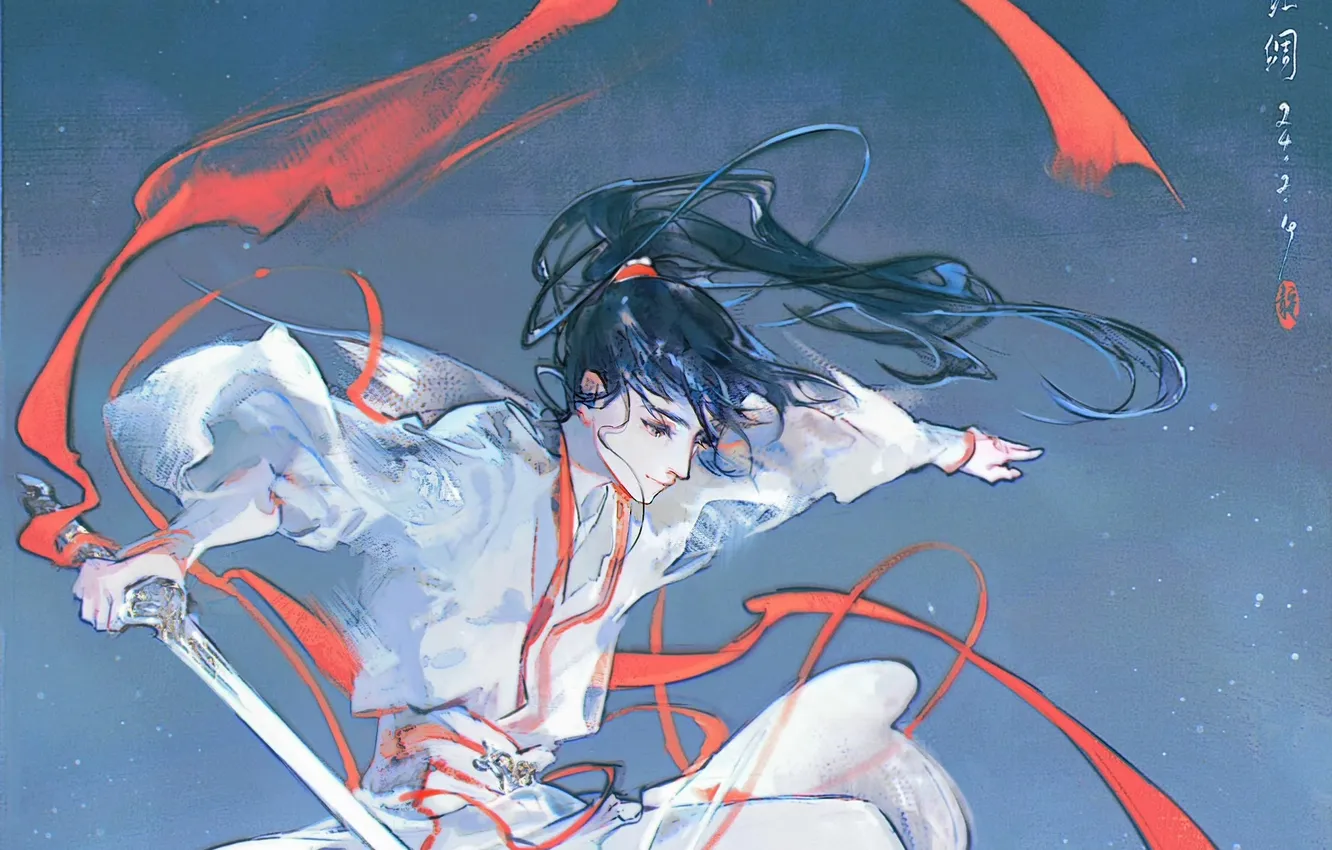 Photo wallpaper sword, tape, China, guy